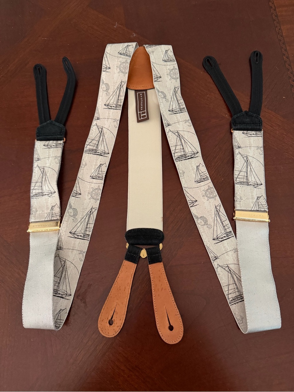 Vintage Limited Edition Trafalgar Silk Braces Collector’s Edition Maritime Boats